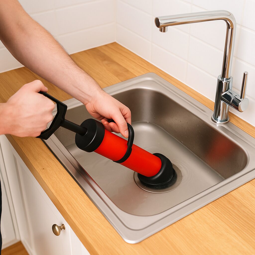 Eliminando obstrucción en lavamano - Desatascos Barcelona